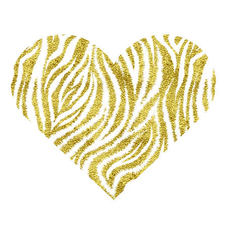 Heart with zebra stripes. Gold metallic vector illustration.のイラスト素材