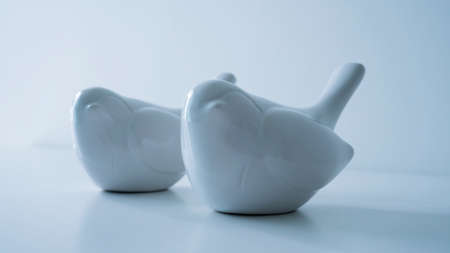 White bird ceramic on the tableの写真素材