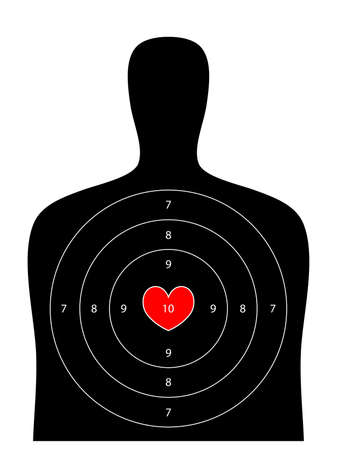 black human shooting target with valentine heart main point on white backgroundのイラスト素材