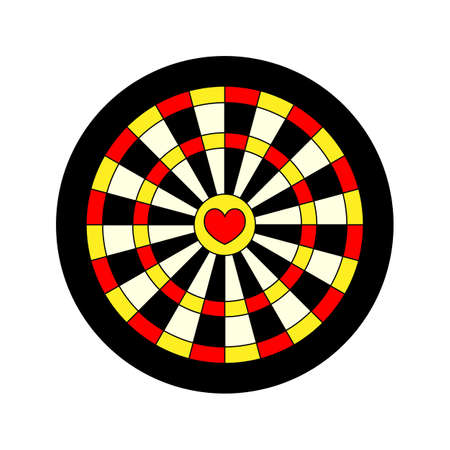 darts shooting target with valentine heart main point on white backgroundのイラスト素材