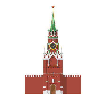 Spasskaya Tower of Moscow Kremlin in Russiaのイラスト素材