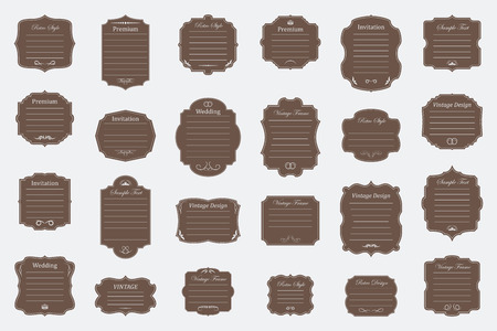 Big Vector Set of vintage frames on white backgroundのイラスト素材