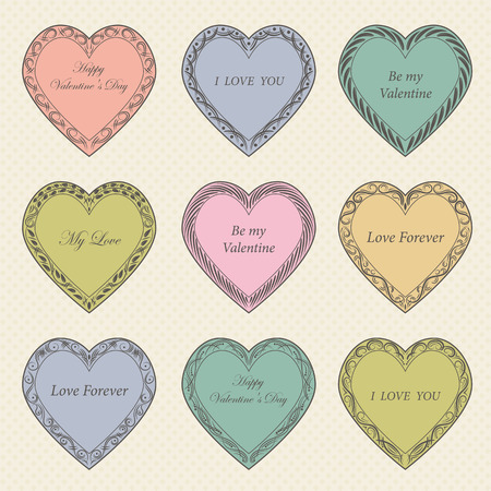 Valentine's Day vintage frames on retro backgroundのイラスト素材
