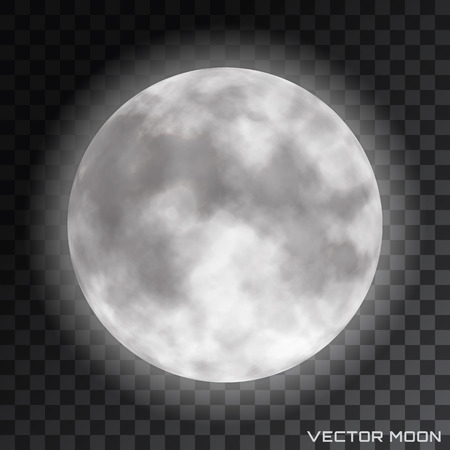 Vector realistic beautiful moon with glow effect on transparent background.のイラスト素材