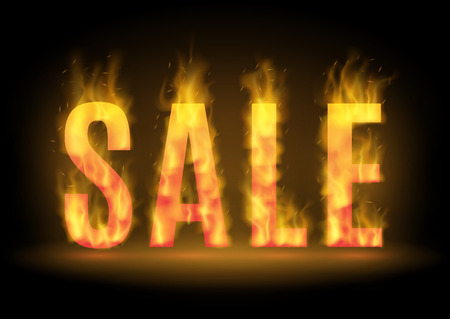 Hot sale design with fire. Vector illustration.のイラスト素材
