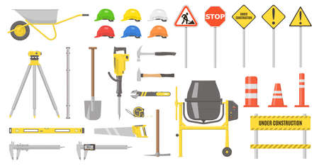 Vector set of construction toolsのイラスト素材