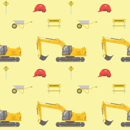 Vector seamless pattern with various construction equipmentのイラスト素材