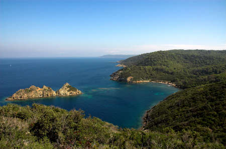 Landscape with the island on the Cote d'Azureの写真素材