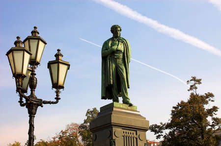 Monument to the famous Russian poet Alexander Pushkin from 1880 in Moscow, Russiaの写真素材