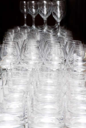 Many glasses on the table, b&wの写真素材