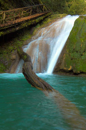 Waterfall and big beam, Lazarevskoe, Sochi, Russiaの写真素材