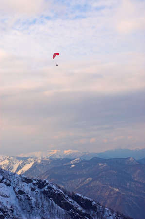 Paraglide in mountains, Red Polyana, Sochi, Russiaの写真素材
