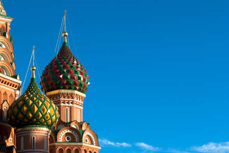 Domes of the famous Head of St. Basil's Cathedral on Red square, Moscow, Russiaの写真素材