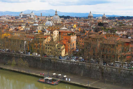 panoramic view of old and new Rome, Italyの写真素材