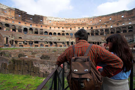 inside of famous Colosseum or Coliseum in Rome (Flavian Amphitheatre), Italyの写真素材