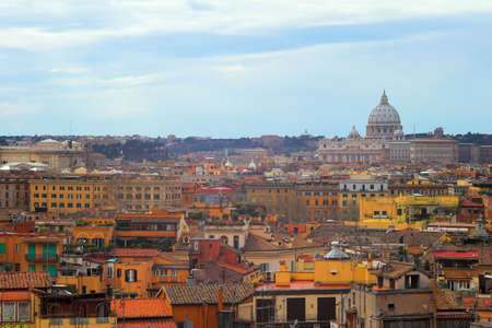 Color panoramic view of old and new Rome, Italyの写真素材
