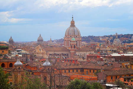 Color panoramic view of old and new Rome, Italyの写真素材