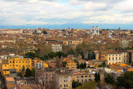 Color panoramic view Rome catholic basilics and monuments, Italyの写真素材
