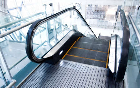 moving  escalator in the office hall perspective viewの写真素材