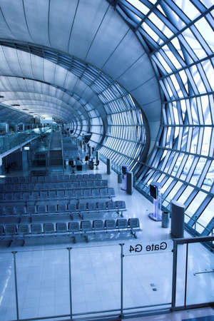 metal stairs and panaramic view of hall