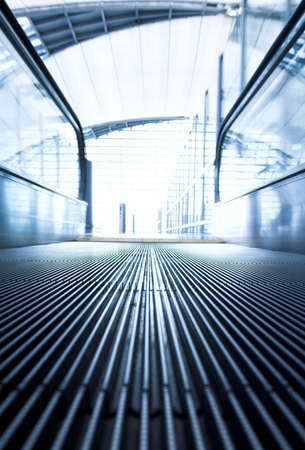 moving  escalator in the office hall perspective viewの写真素材