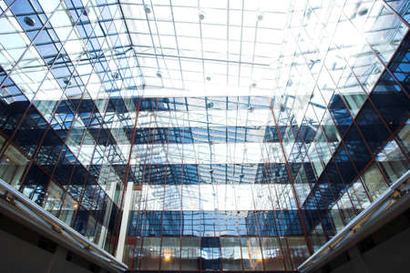 Blue protection ceiling inside business centreの写真素材