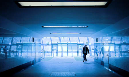 People mooving in hall corridorの写真素材