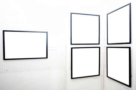 walls in museum with empty framesの写真素材