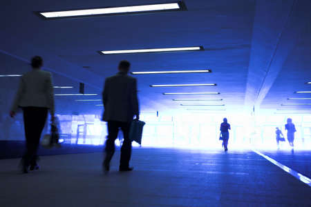 People mooving in hall corridorの写真素材