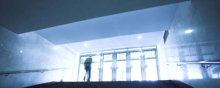 People mooving in hall corridorの写真素材