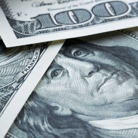 One hundred dollar banknotes cropの写真素材