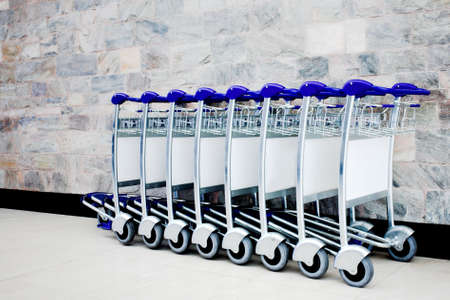  Luggage carts at international airportの写真素材