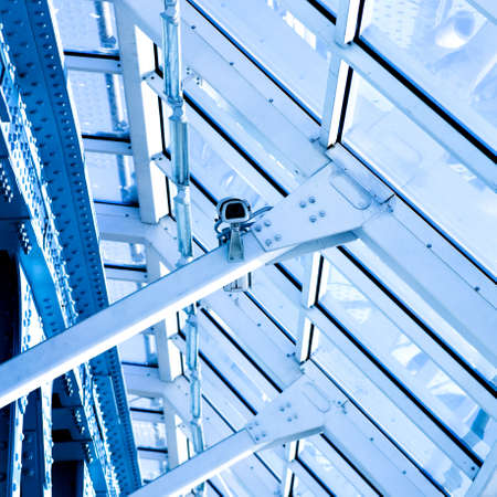 Blue constructions and camera on it