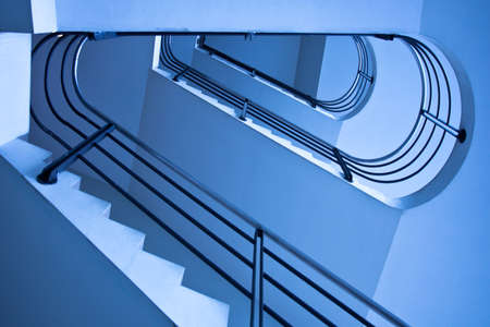 Blue staircase in office centreの写真素材