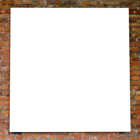 White frame on brick wall in museumの写真素材