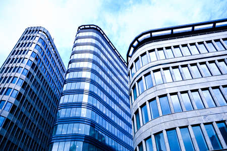 Three blue skyscrapers towersの写真素材