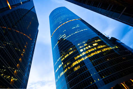 At the end of hard working day in new business center, Moscow, Russiaの写真素材