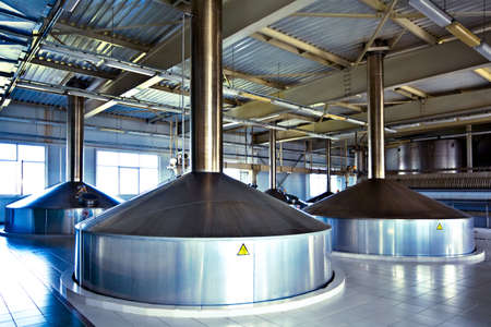 On the territory of brewer's plant with steel fermentation vats