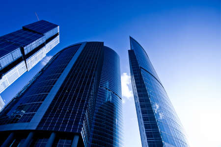 Modern skyscrapers business centre at evening light