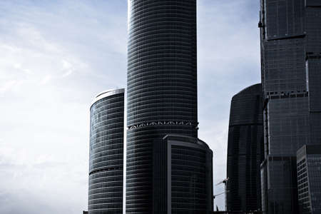 Grey skyscrapers business centre in Moscow, Russiaの写真素材
