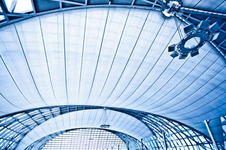 Abstract blue wide ceiling interior background