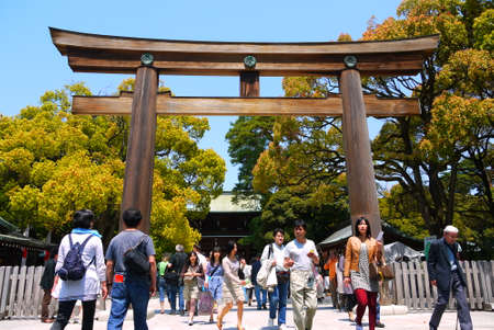 Tokyo, Japan - 19 April 2013  Tourist visits the Japan shrine everydayのeditorial素材