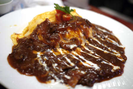 Japanese Beef Stroganoff Omuriceの写真素材