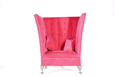 Pink armchair throne like over white backgroundの写真素材