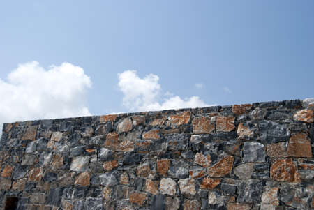 A Typical Dry Stone Wall from the Greek Island of  Crete under a blue summer skyの写真素材
