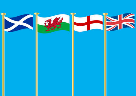 The Flags of Scotland Wales Saint George and the Union Jackのイラスト素材