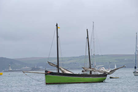 A Green and Black Cornish Fishing Luggerの写真素材