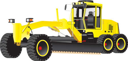 A Yellow Road Grading Machine isolated on  whiteのイラスト素材