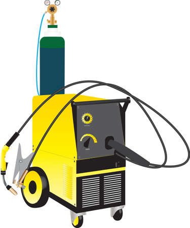A Yellow Mig Electric Welding Set isolated on whiteのイラスト素材
