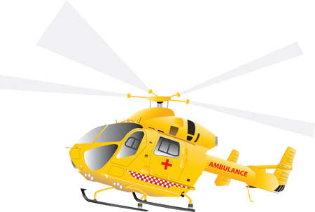 A Yellow Air Ambulance Helicopter isolated on whiteのイラスト素材